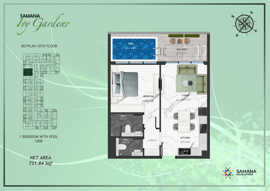 1BR Samana IVY Gardens by Premier Heights Real Estates in Dubai 