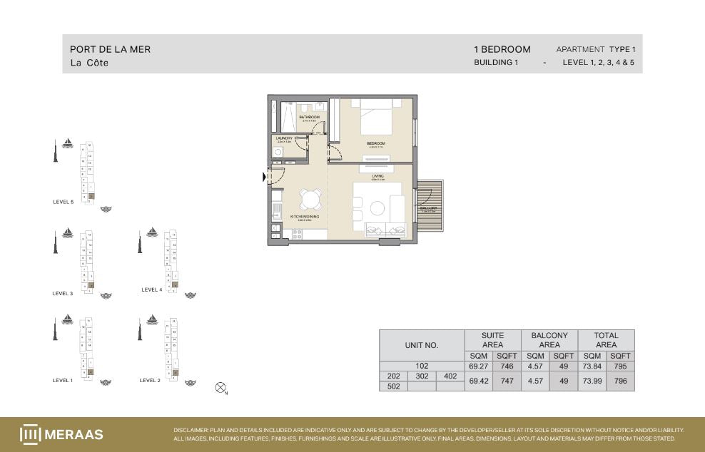 1BR Le Pont Port de La Mer by Premier Heights Real Estates in Dubai 