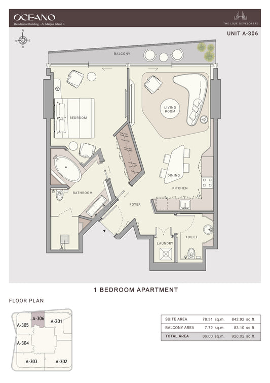 1BR Oceano by Premier Heights Real Estates in Dubai 