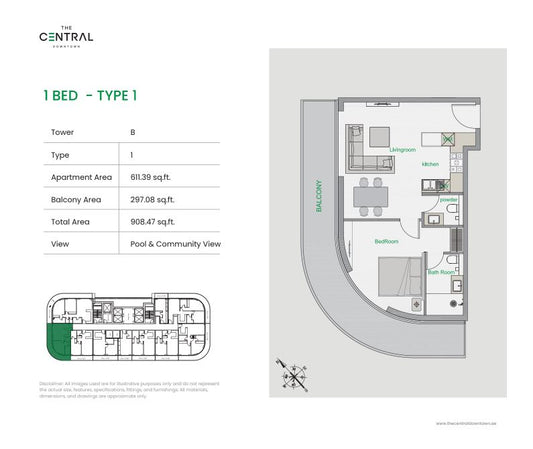 1BR The Central Downtown by Premier Heights Real Estates in Dubai 