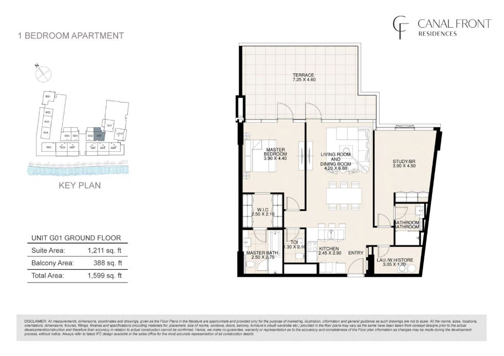 1BR Canal Front Residence