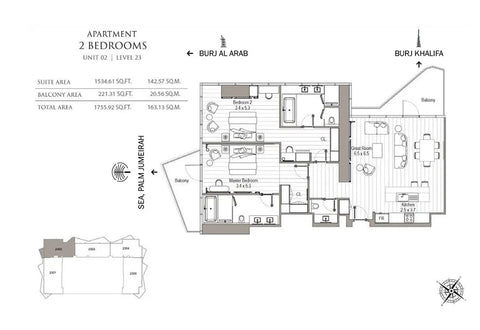 2BR Fairmont Dubai Skyline