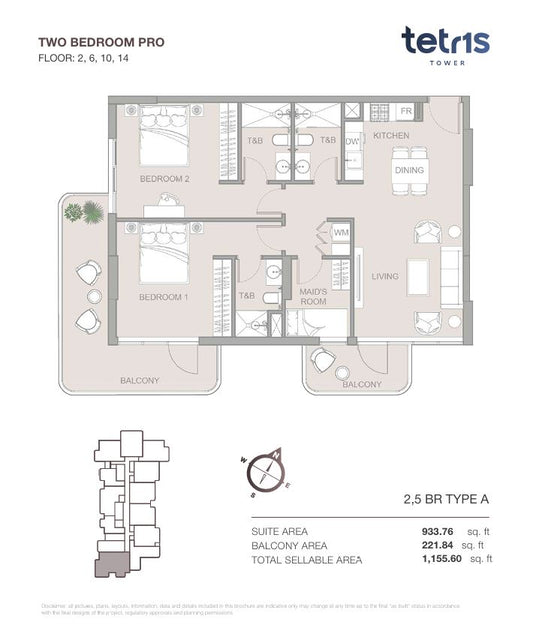 2BR Pro Tetr1s Tower by Premier Heights Real Estates in Dubai 