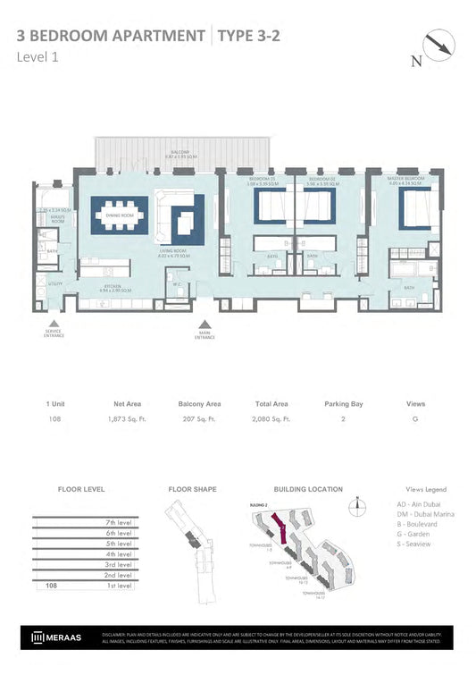 3BR Bluewater Residence by Premier Heights Real Estates in Dubai 