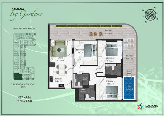 3BR Samana IVY Gardens by Premier Heights Real Estates in Dubai 