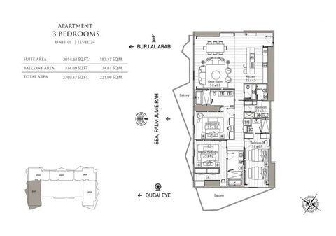 3BR Fairmont Dubai Skyline