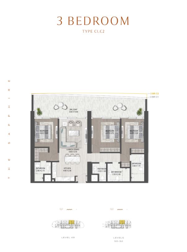 3BR DAMAC Sapphire by Premier Heights Real Estates in Dubai 